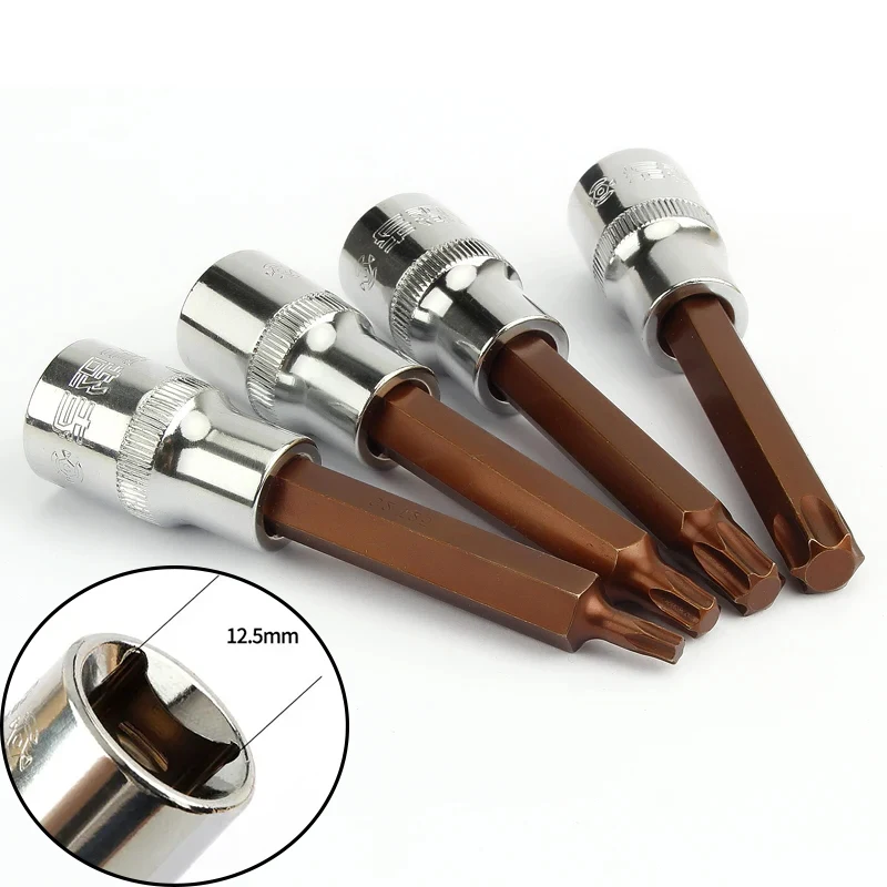 

1/2 Torx Bit Socket 1Pcs S2 Star Bits Adapter for Torque Spanner Ratchet Socket Wrench T20 T25 T27 T30 T40 T50 T55