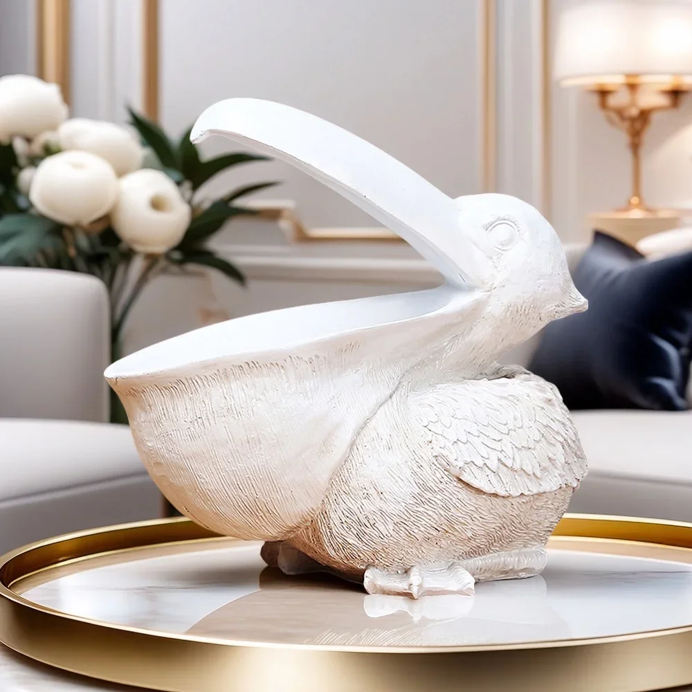 Big mouthed Pelican Animal Key Storage Box Home wine cabinet, living room entrance, resin handicrafts, decorative items