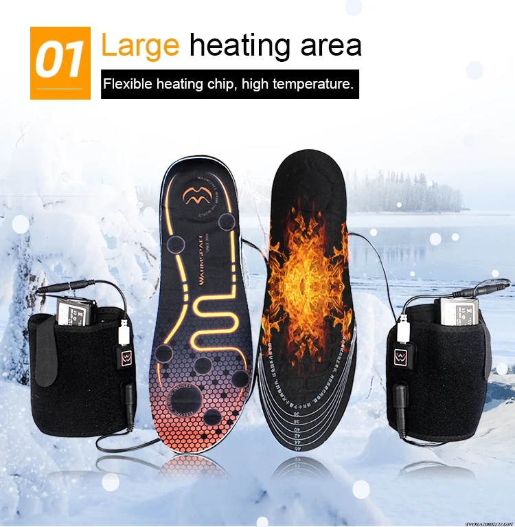 

Winter Electric Heated Insoles Feet Warm Sock Pad Mat USB Heating Electrically Heated Insoles Washable Inserts Insoles for Shoes