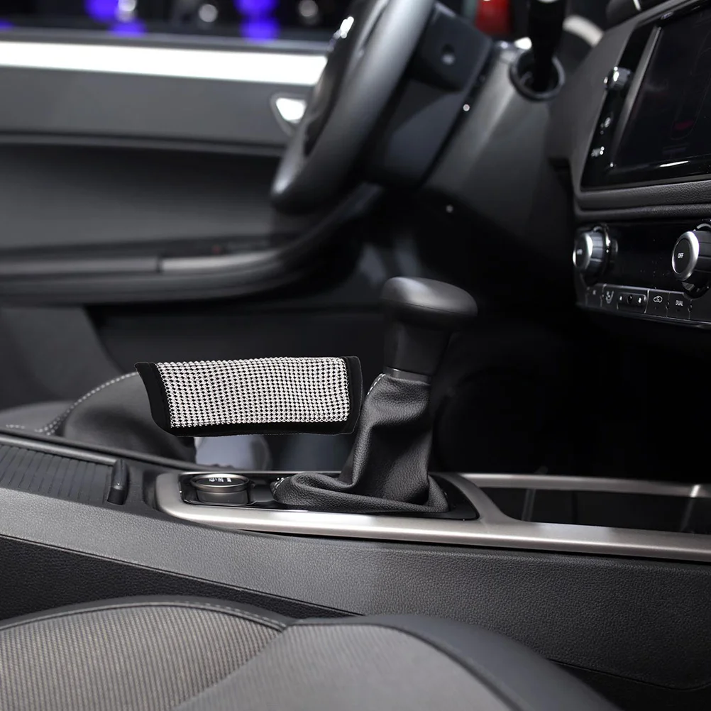 

2pcs Universal Pu Protector Diamond Decor Car Gear Cover Anti Slip Removable Easy Install Fashion Steering Rod