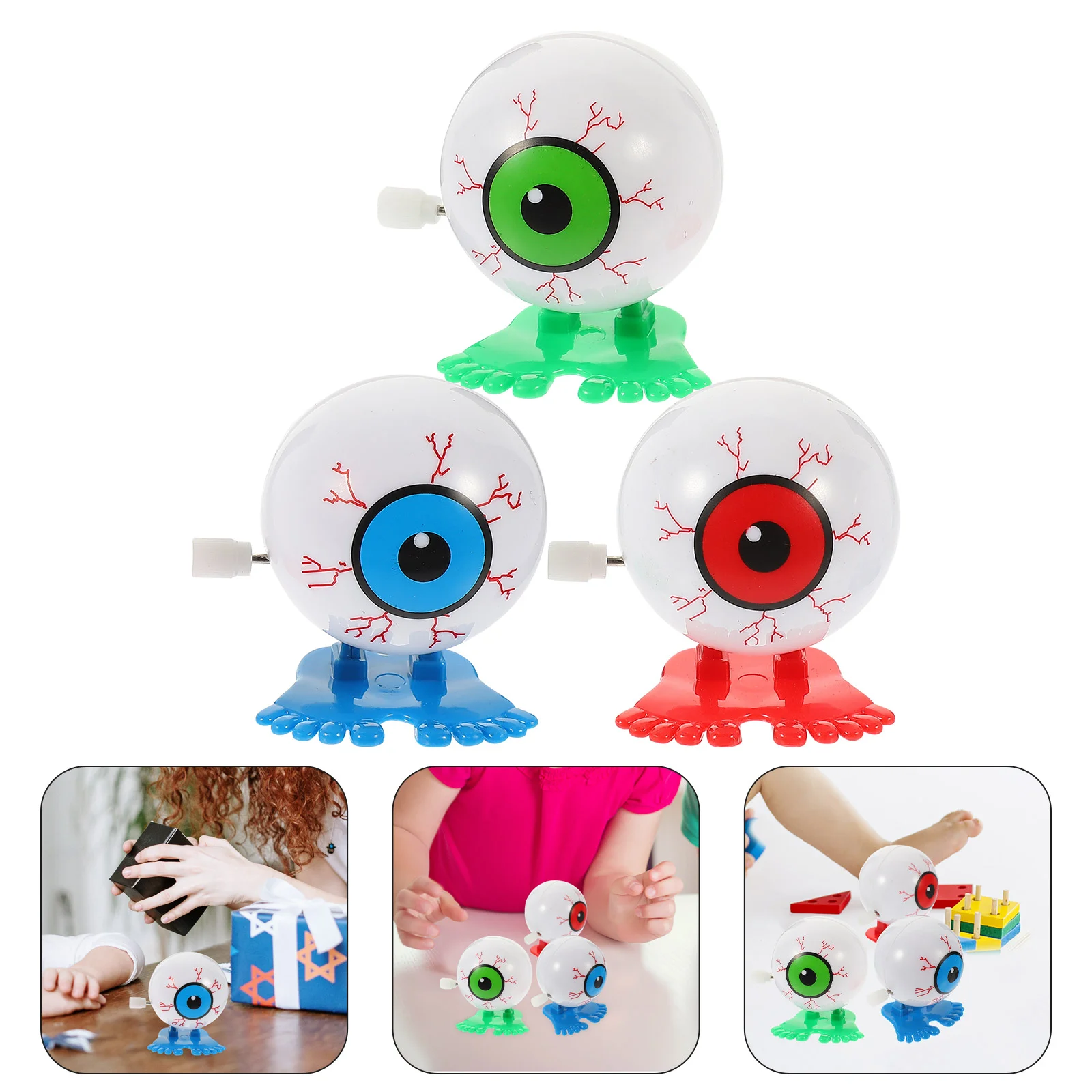 3 Pcs Clockwork Eyes Cute Cartoon Toys Children Portable Delicate Plastic Wind-up