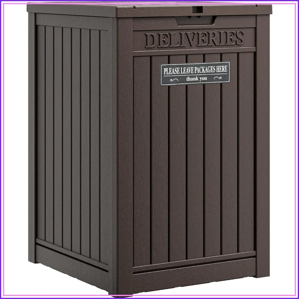 Package Delivery Box for Outside, Brown - Large Mailbox for Porch, Weatherproof Parcel Drop Box