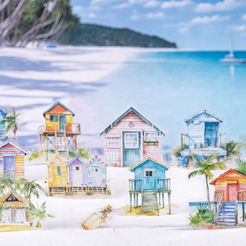 60pcs beach diary series waves beach characters scenery PET sticker pack handbook material sticker DIY phone case calendar card
