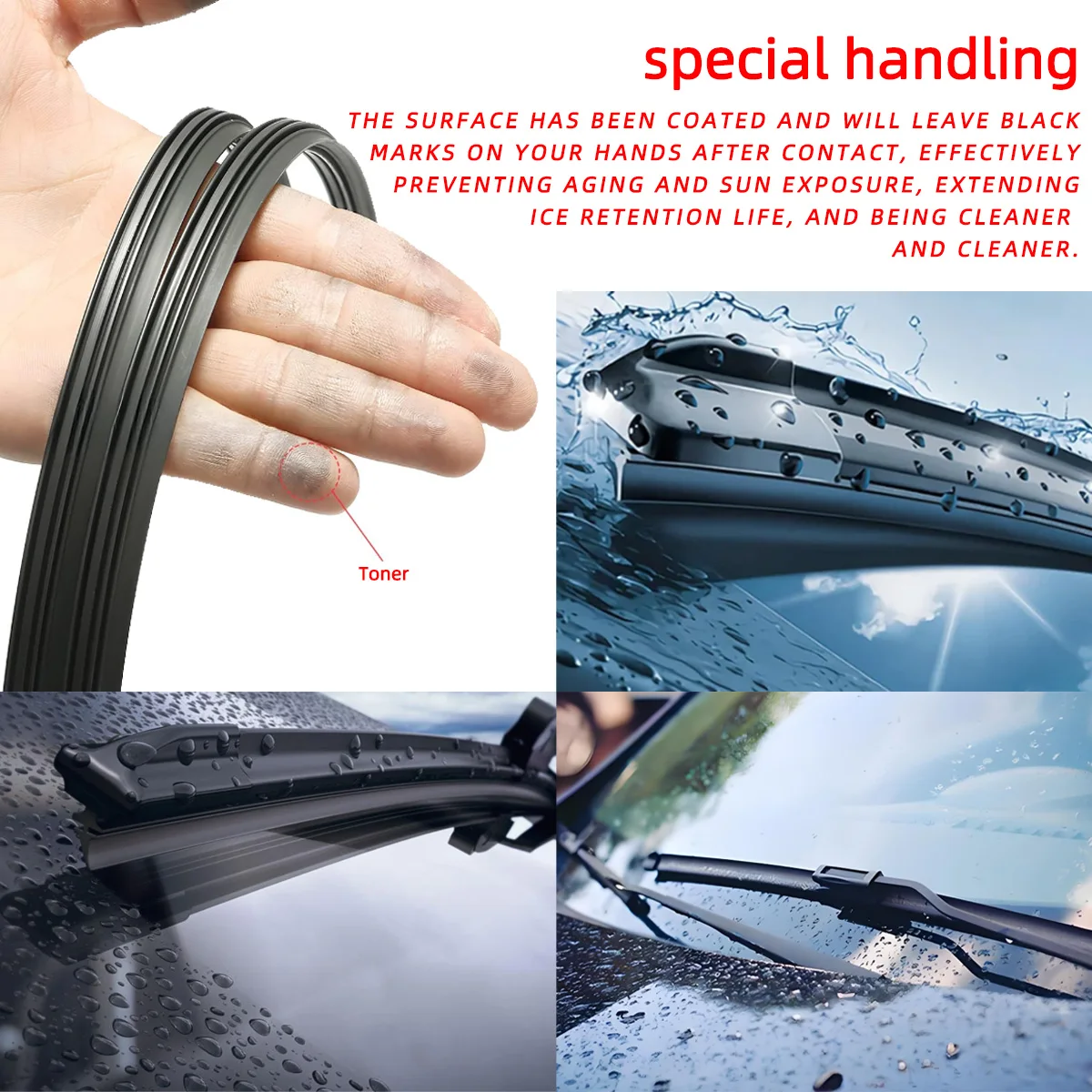 PINMOAP Wiper Blade Rubber Insert Frameless Windshield Refill Quiet Clean Strip 6mm 14