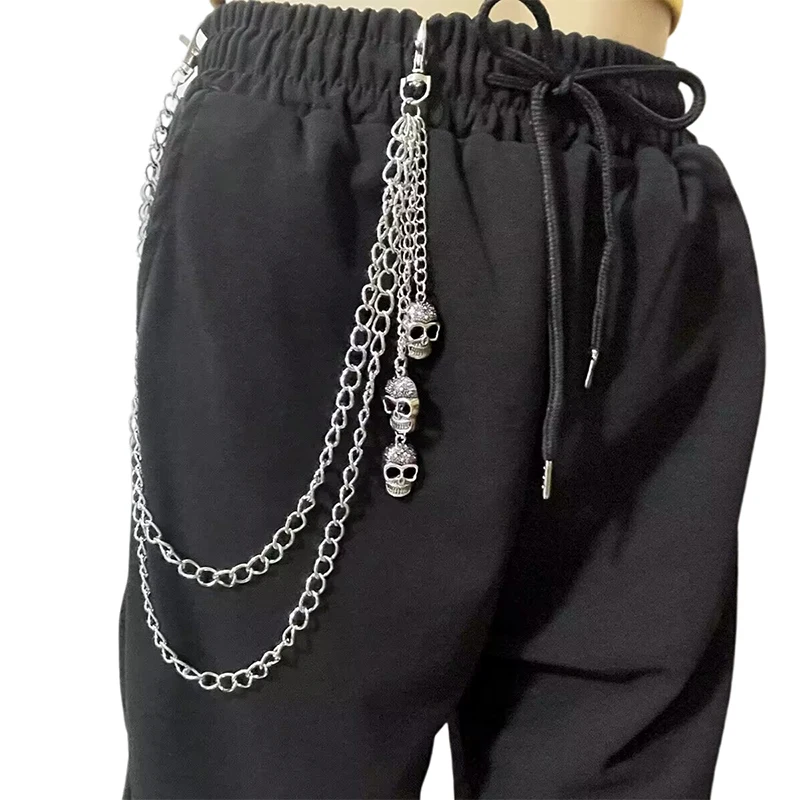 Hip Hop Punk Skull Decorative Metal Waist Chain Punk Personality Vintage Trouser Chain For Women Pants Jewelry Accessories