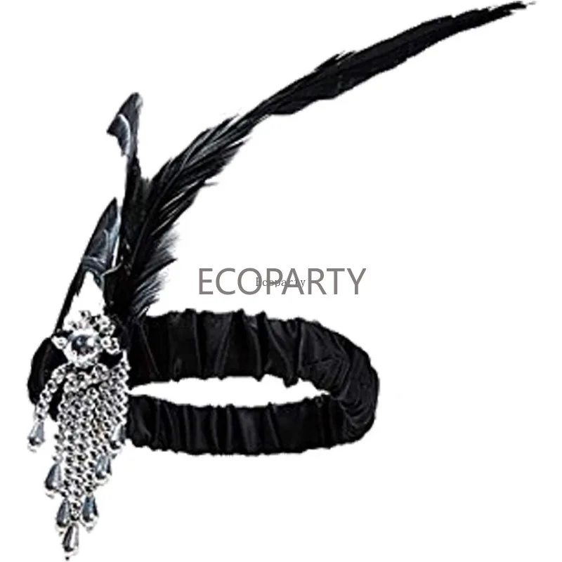 Disfraz party costume 1920s Accessories Sets Costume Gatsby Feather Headband Earrings Gloves Pearl Necklace for Women Ladies