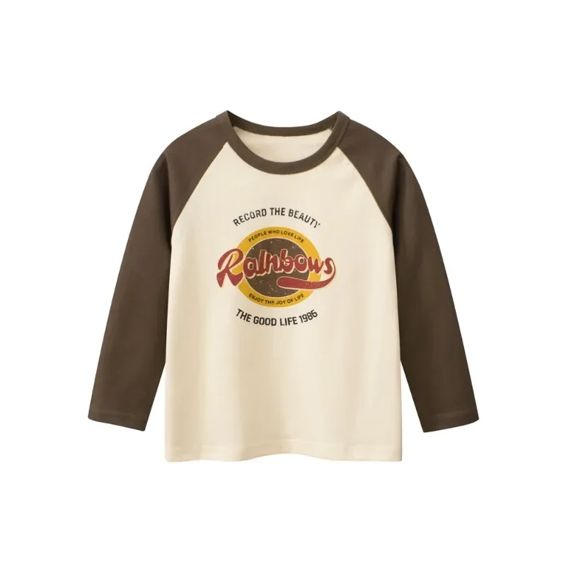 

2025 Children's Clothing Boys Spring Autumn Clothing New Letter Printing Long Sleeve T-shirt Kids Raglan Top Baby Clothes