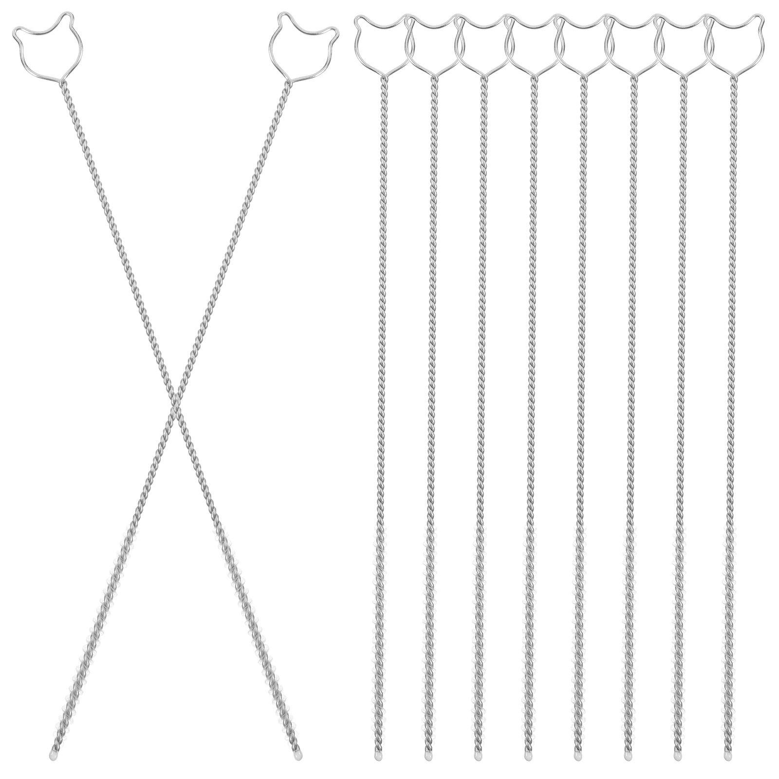 

10pcs Straw Cleaning Brushes Stainless Steel Cartoon Bear Deep Clean Extra Long Wire Tube Bottle Chimney Water Straw Cleaner