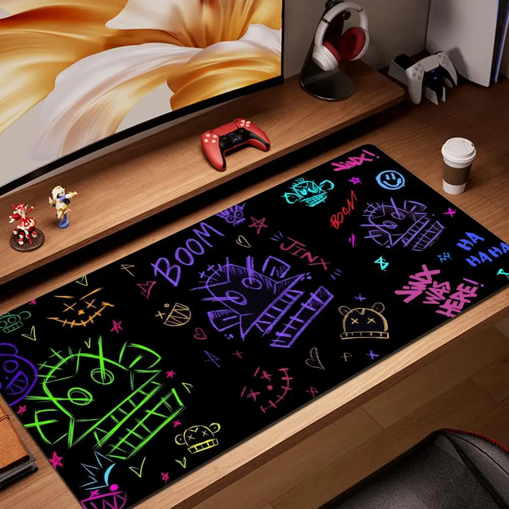 

JINX Cool Mousepads MousePad Keyboard Mouse Pad 400*900mm Anime Arcane Mats Gaming Accessories Gamer Carpet Rug LOL HD Desk Mat