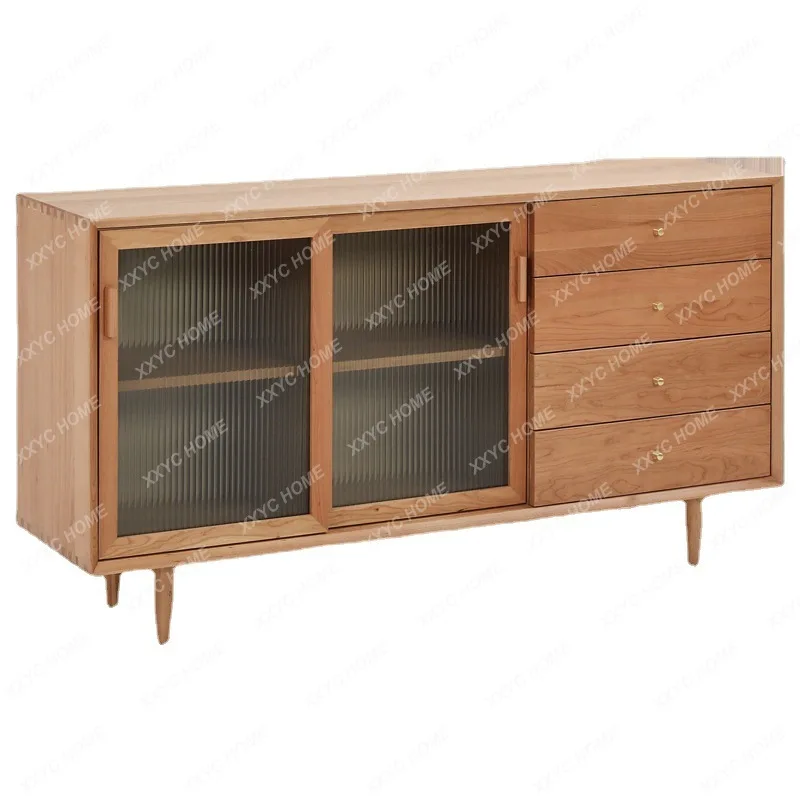 

Solid Wood Sideboard Japanese-Style Retro Cherrywood Oak Storage Tea Cabinet Cupboard