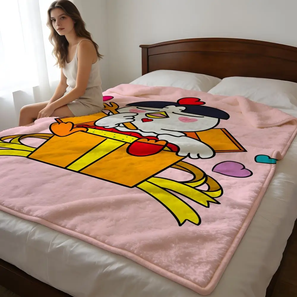 Manta de Felpa Corta de Alta Densidad para Sofá, Siesta en Habitaciones Climatizadas, Suave y Agradable al Tacto, Diseño Kawaii Anime Buldak Ramen