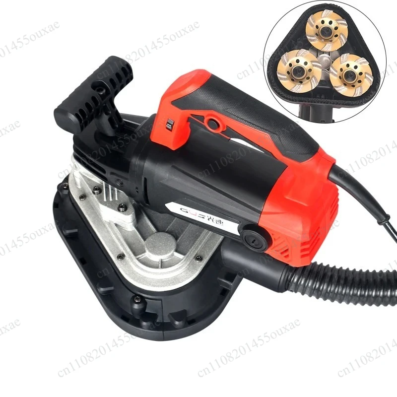 220V Dustless Handheld Triple‑Head Concrete Grinder for Floor Wall Edge Grinding Putty Smoothing Home Renovation Projects