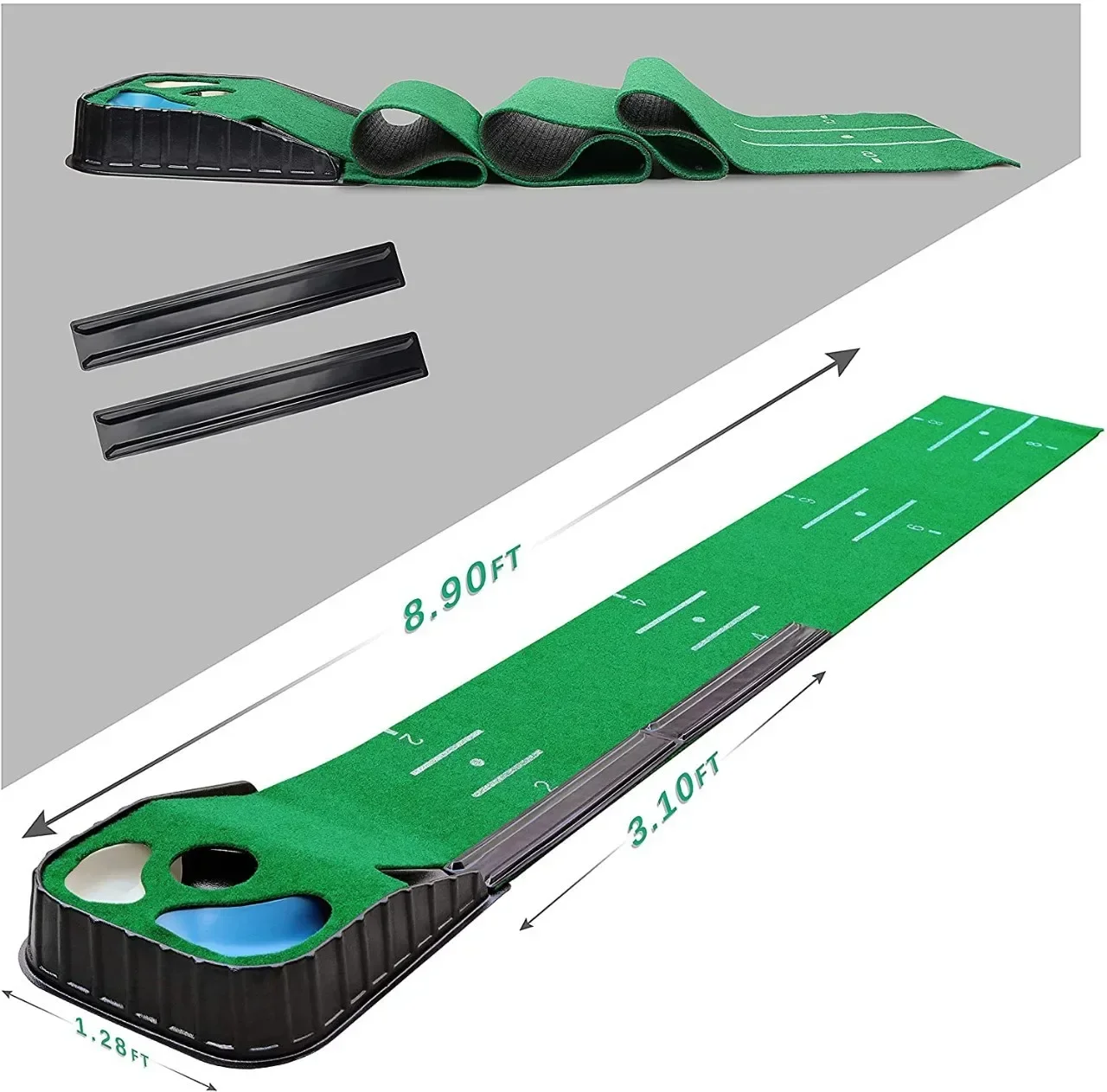 PGM Golf Indoor Putting Mat Putter Trainer Green Carpet Practice Set Ball Return Mats PM005