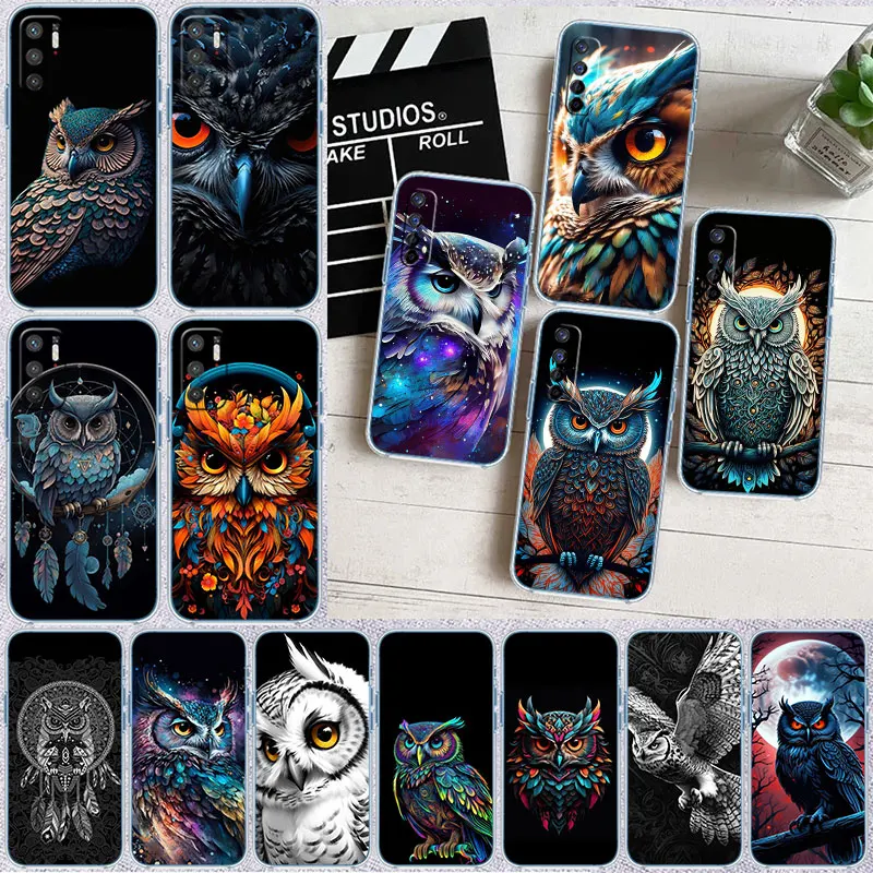 IO12 Cartoon Art Owl Transparente Handyhülle für Motorola Moto Edge 20 30 40 50 S30 Fusion Ultra Pro Neo Lite