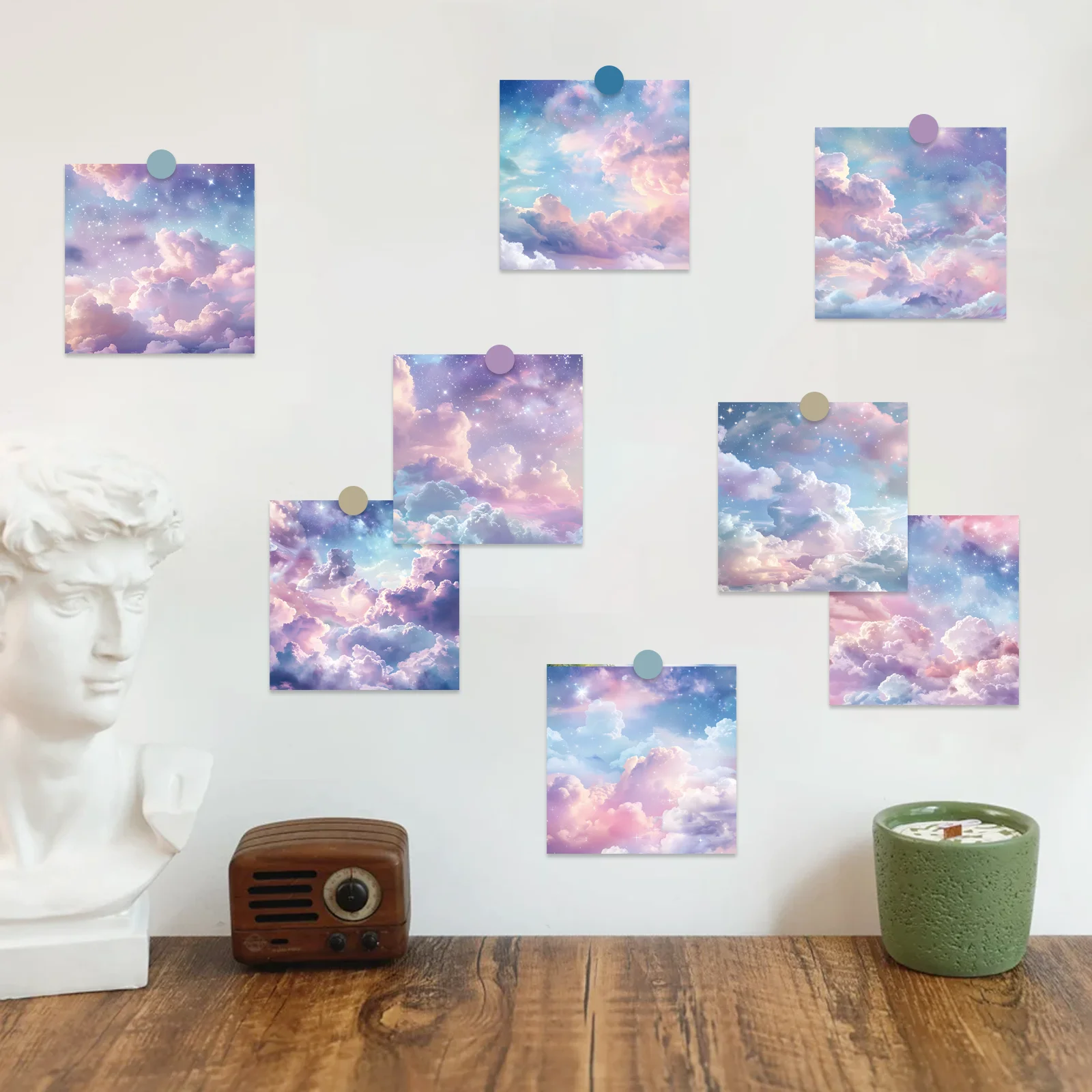 8 أوراق السماء موضوع DIY سكرابوكينغ ورقة الكولاج المواد لألبوم اليوميات اليدوية غير المرغوب فيه مجلة الإمدادات #3