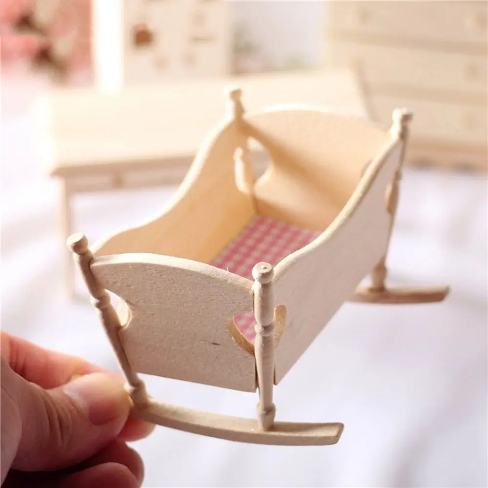 1: 12 Mini Photographic Scene Cradle Cot Simulated  Dollhouse Dolls House Bedroom Miniature