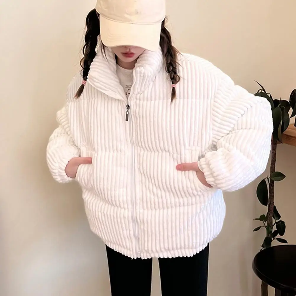 Polyester Puffer Jacket Women’s Corduroy Puffer Jacket Quilted Down Coat Winter Outerwear Thickened Warm Long for Weather
