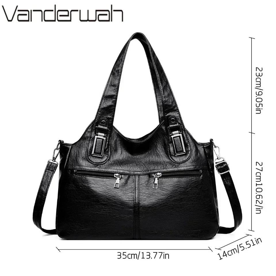 Einfarbig Schulter Tasche Für Frauen Mode Weiche Leder Casual Tote Tasche Damen Vintage Messenger Umhängetasche Pendeln Sac
