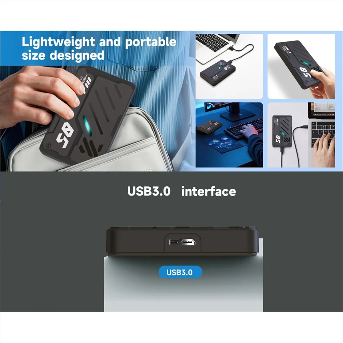 

Портативный внешний жесткий диск A46U 2,5 дюйма USB3.0 с RGB-подсветкой, 500 ГБ, для ПК и ноутбуков