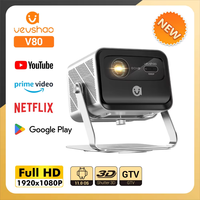 VEVSHAO V80 4K Projector Full HD1080P 2200 Anis Lumens Android 11.0 WiFi 6 Video Home Movie Theater Projectors with Base Stand