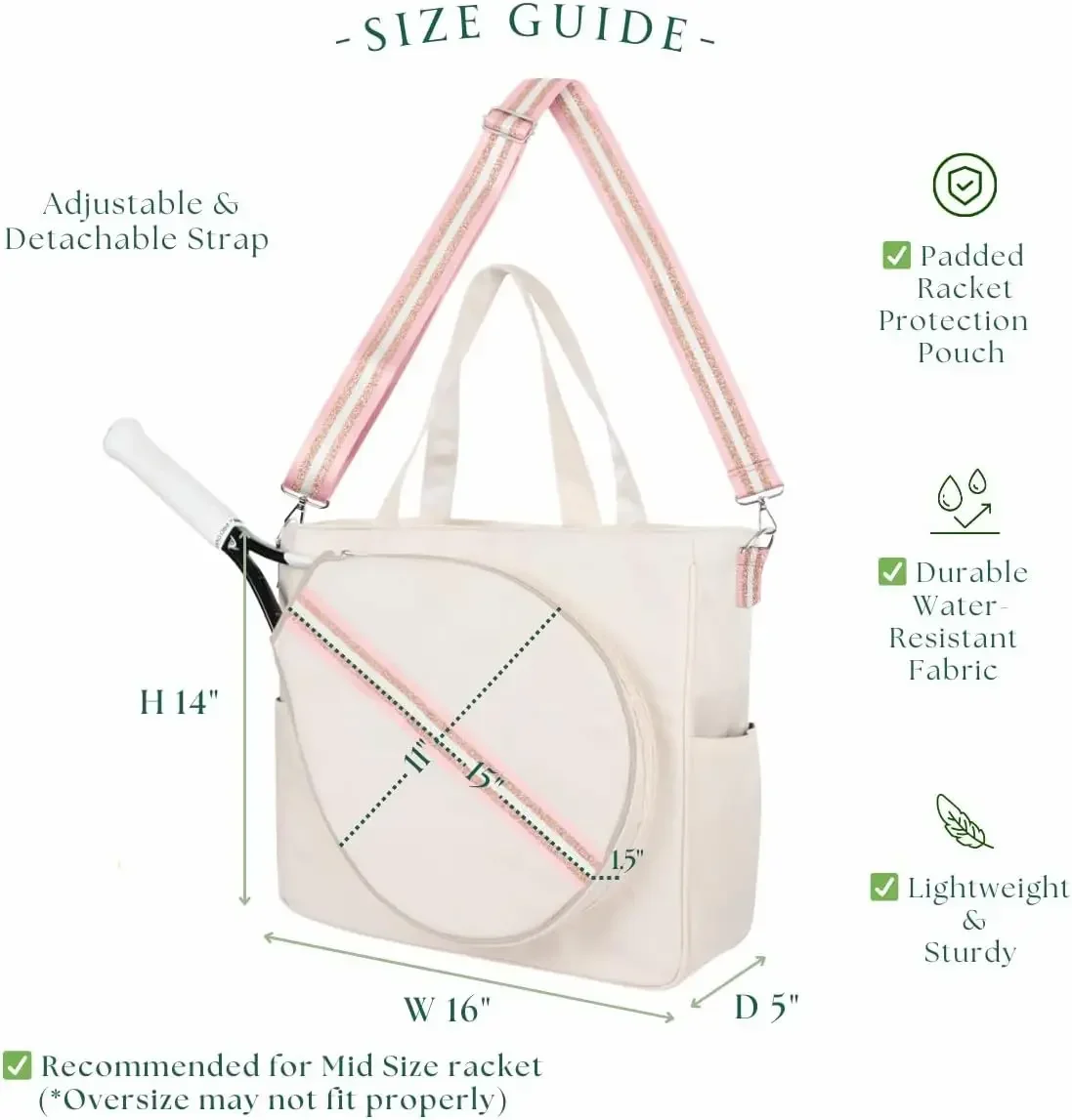 Unisex Striped Tennis Sports Bag with Shoulder Strap Racket Handbag Portable Polyester Badminton Squash Storage Box Kimchi