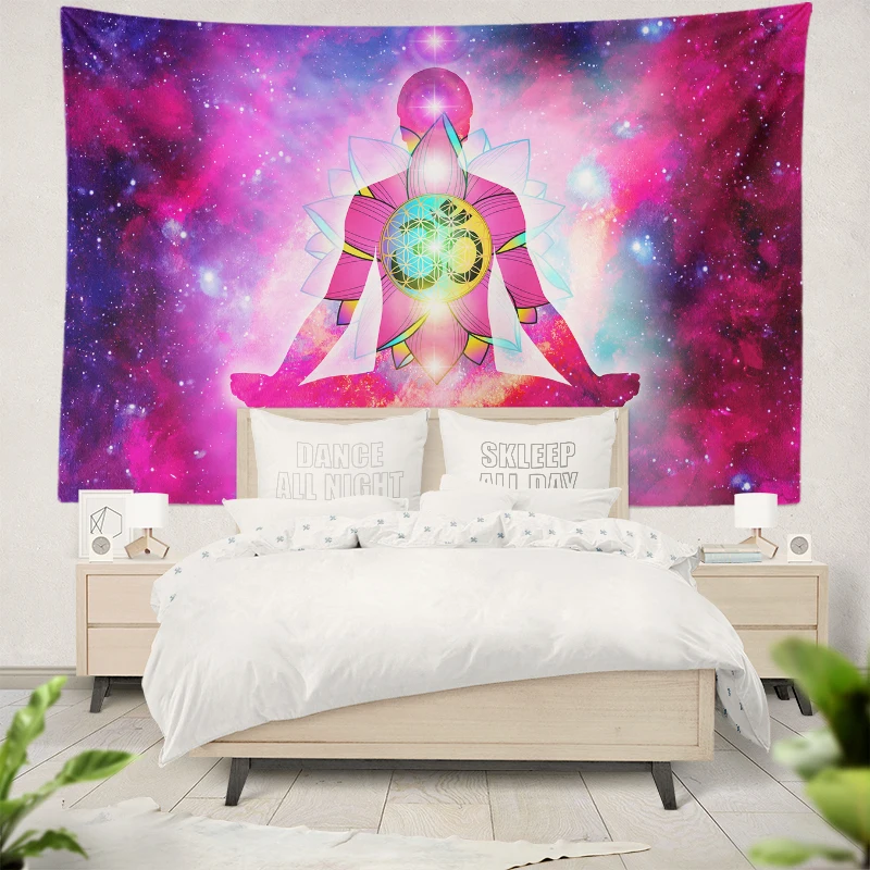 Crown Chakra Yoga Meditation Tapestry Flower Of Life Wall Hanging Pagan Wall Cloth Crystal Healing Altar Cloth Spiritual Decor