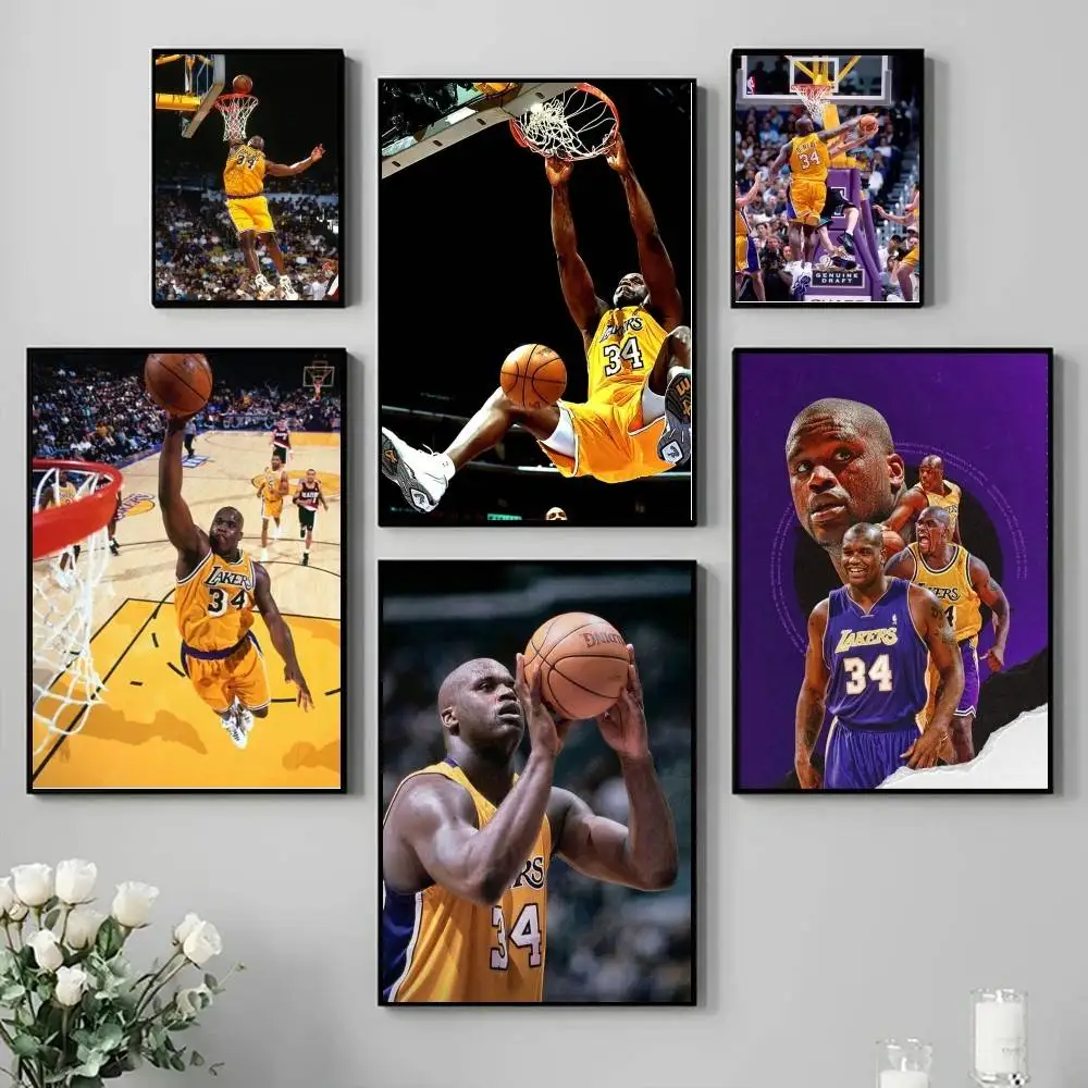 Affiche autocollante en papier imperméable avec image de S-Shaquille O-Neal, décoration murale pour café, Bar, salle