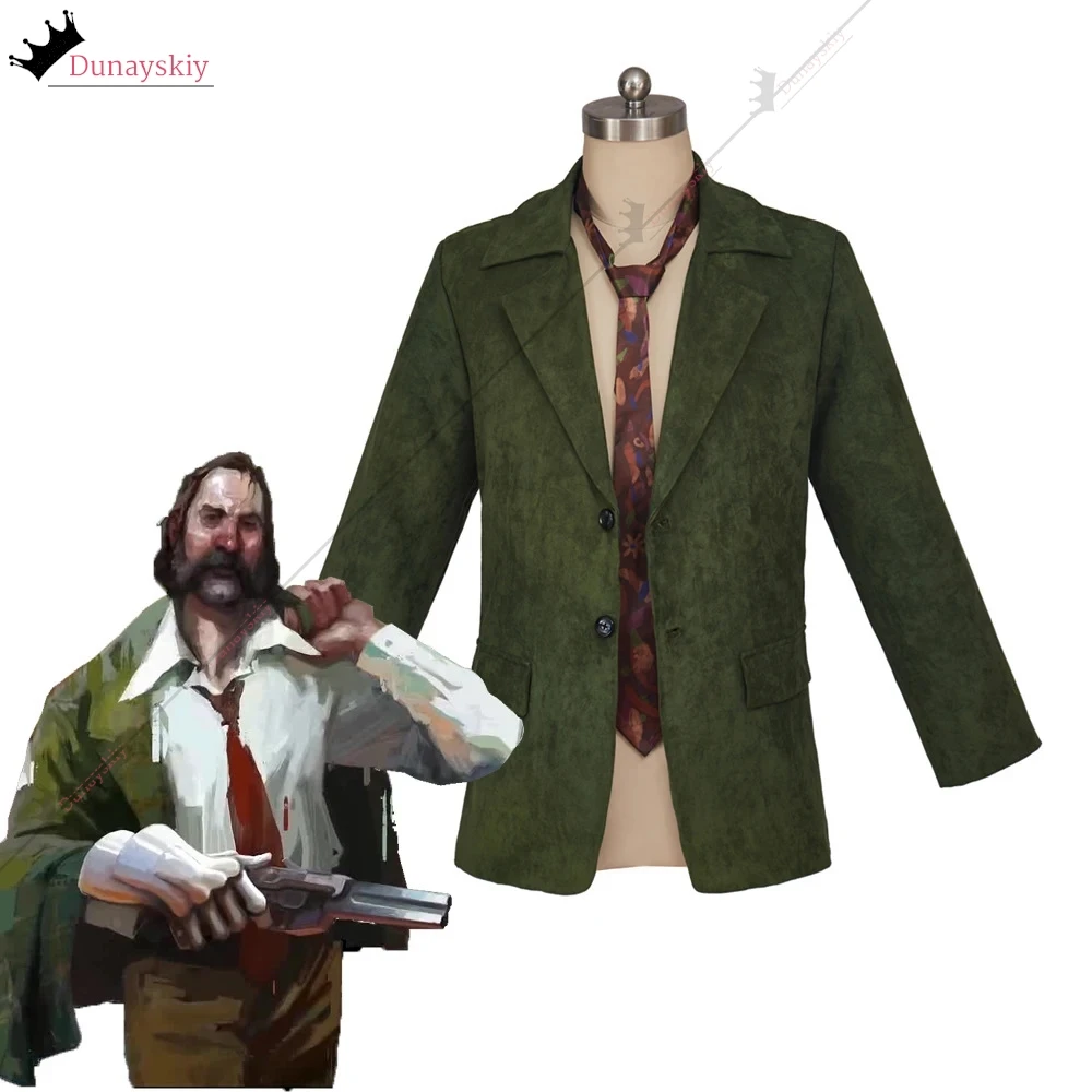 Game Disco Elysium Cosplay Harrier Du Bois Costume Green Suit+Tie Unisex Outfit Halloween Anime Outfits Prop Role-playing Suits