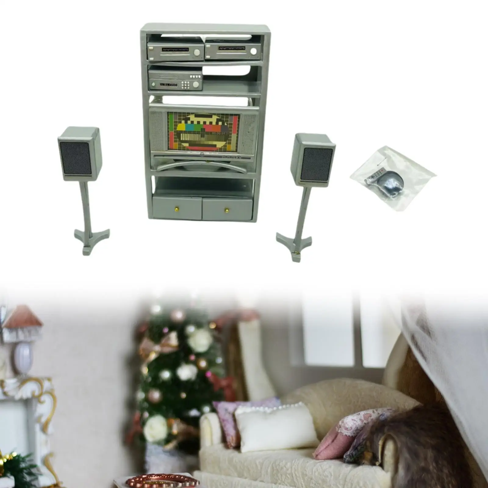 Set di altoparlanti miniature per case delle bambole 1/12 Strumenti fai-da-te Mobili in miniatura creativi Altezza 16 cm