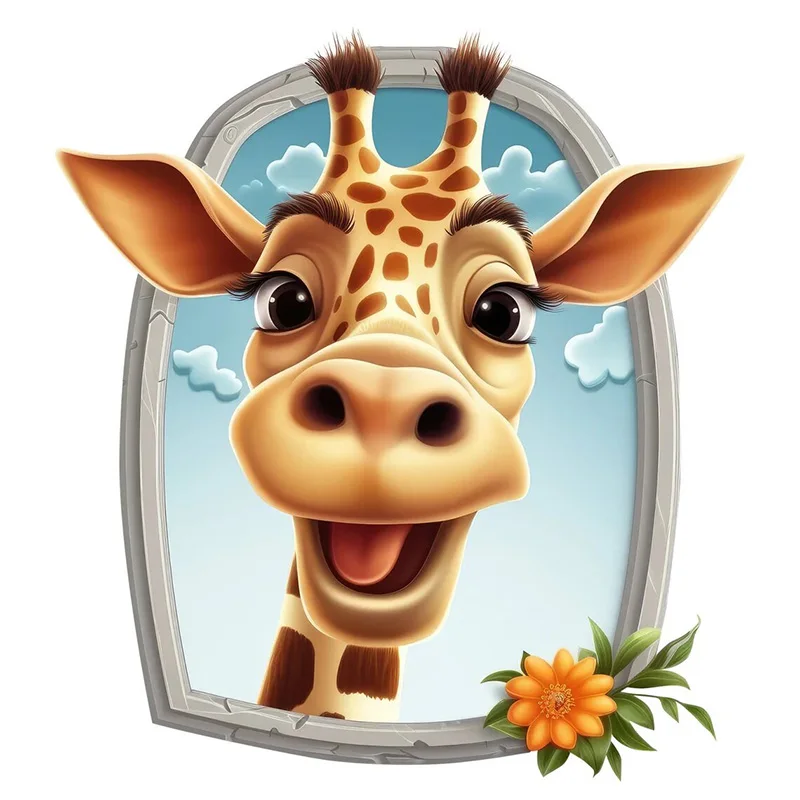 Beautiful Giraffe Sticker, Water-proof Home Wall Decal, Used for Wall, Bathroom, Cabinet, Door,Toilet, Car, Laptop