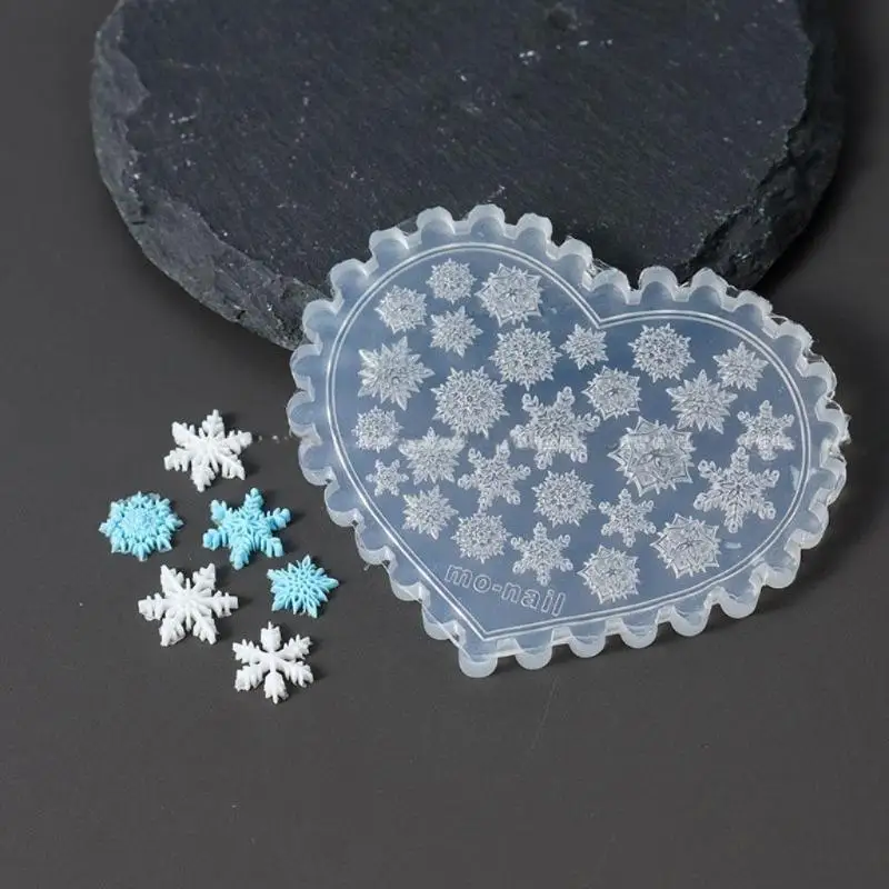 クリスマス雪の結晶 3D アクリルネイルモールドネイルアートデコレーション DIY シリコーン透明マニキュアテンプレートネイルチャーム非毒性