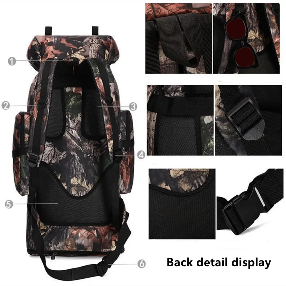 Expandable 100L Camouflage Backpack Outdoor Travel Mountaineering Sport Bag Plug In Knapsack Luggage Handbag Storage Pack Bggage