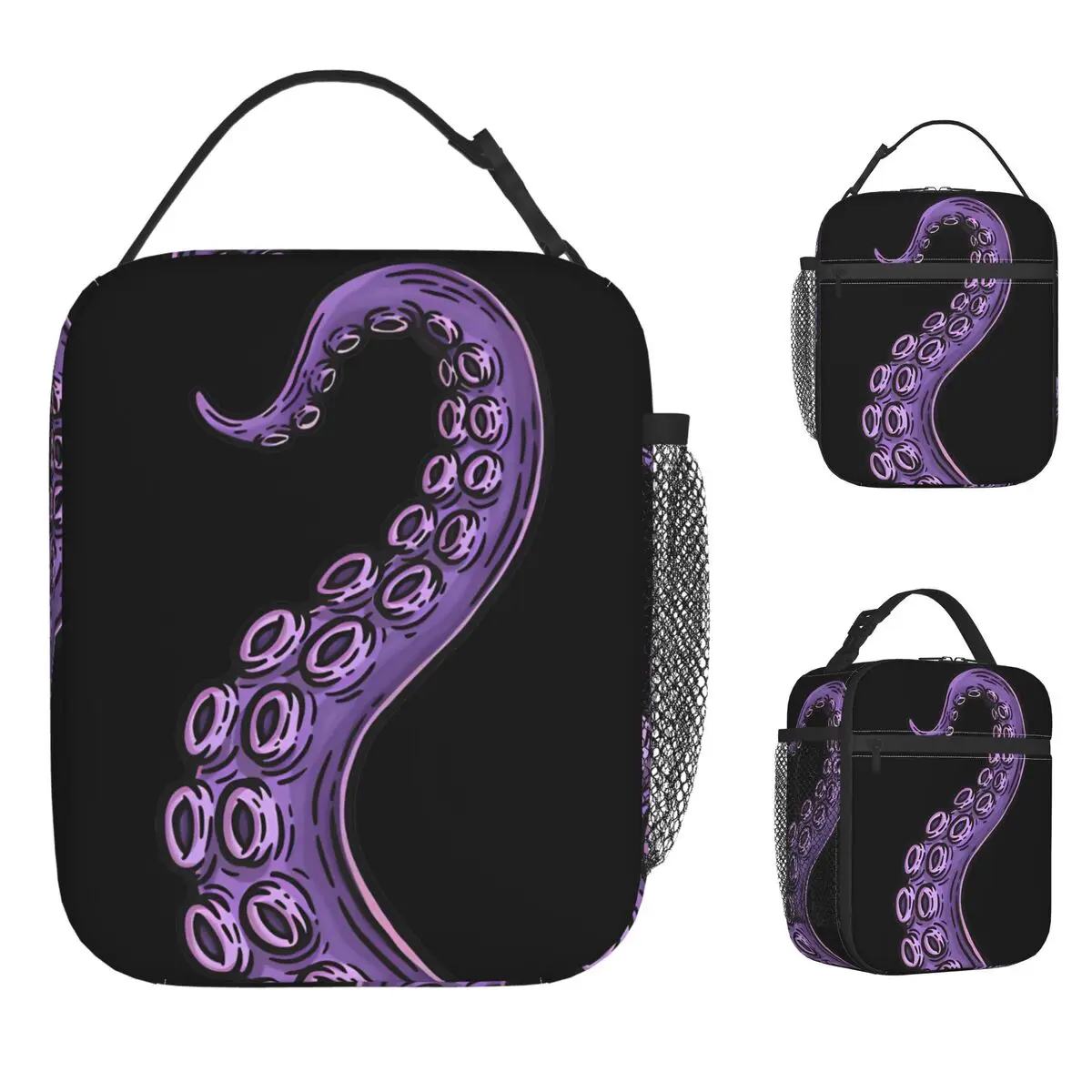 

Purple Tentacle Lunch Bag Office Lunch Box For Men Cute Graphic Thermal Tote Handbags Waterproof Portable Insulated Cooler Bag