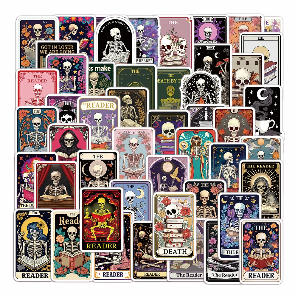 50PCS Retro Reader Dust Tarot Card Graffiti Notebook Computer Desk Account Decoration Waterproof Adhesive Sticker