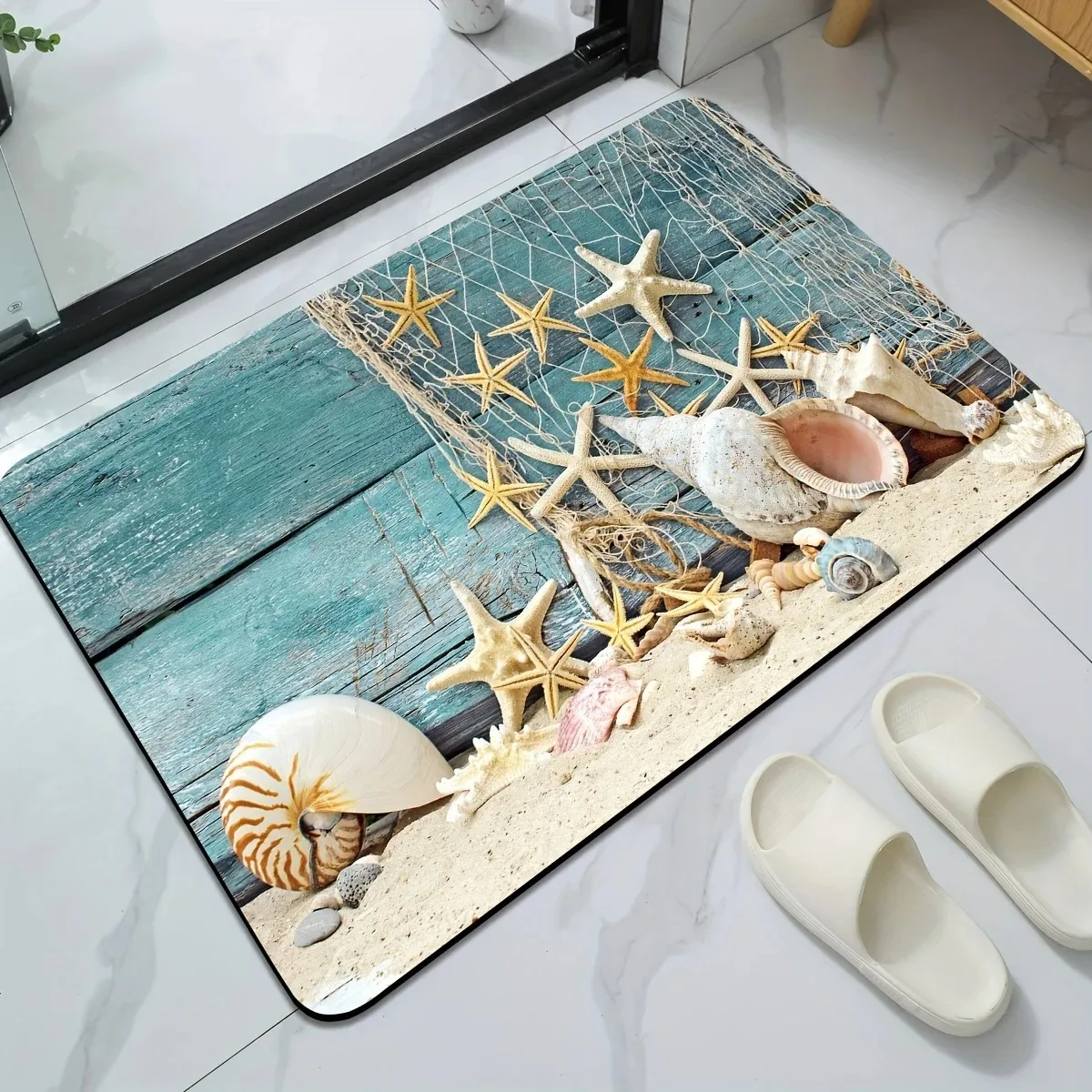 Marine animal pattern floor mats kitchen bathroom absorbent floor mats home decoration living room entrance entrance carpet