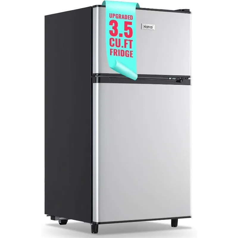 

3.5 Cu.Ft Small Refrigerator with Freezer on Top Double Door Small Fridge for Bedroom Dorm Room College Office Silver