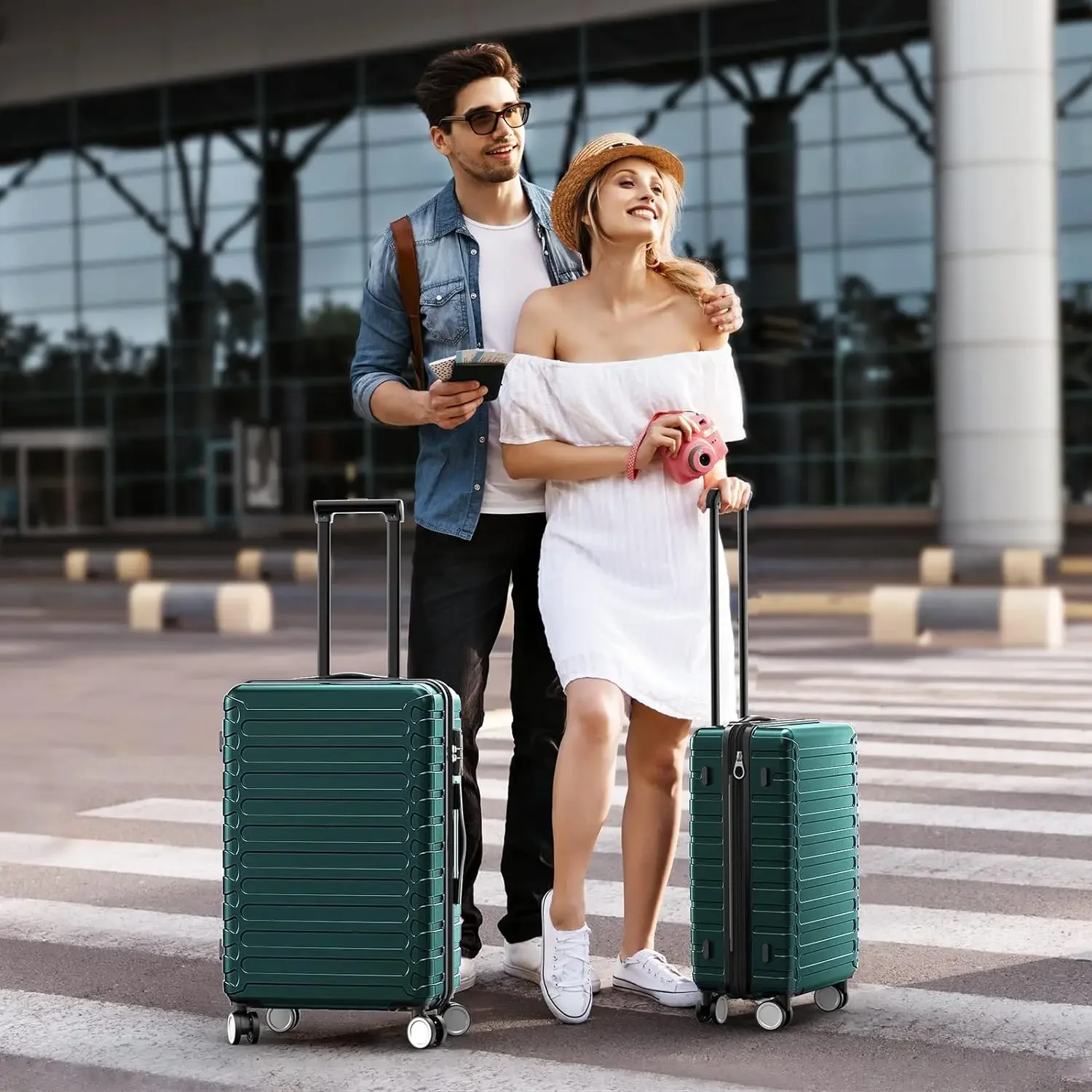 Luggage Sets Expandable ABS Hardshell 3pcs Clearance Luggage Hardside Lightweight Durable Suitcase sets Spinner Wheels