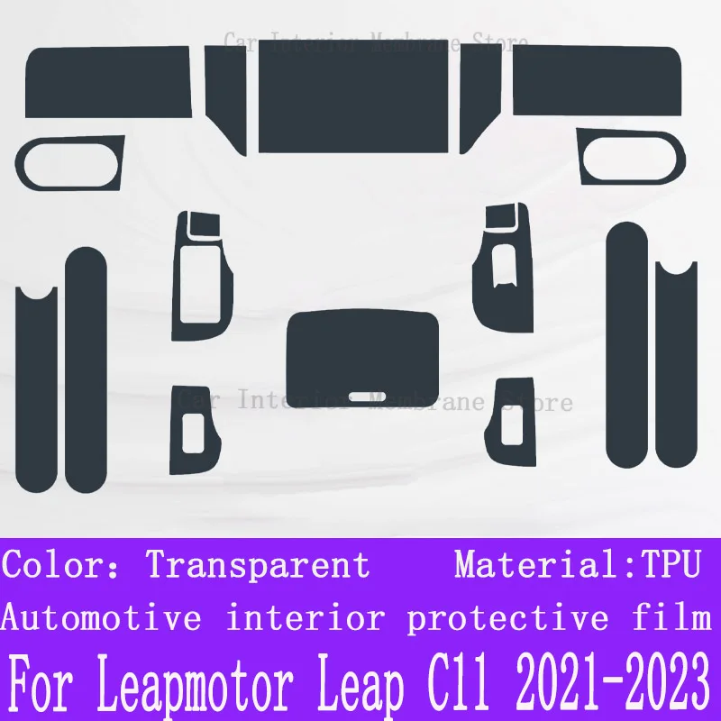 For LEAPMOTOR C11 2022-2024 Gearbox Panel Navigation Screen Automotive Interior TPU Protective Film Anti-Scratch Accessories