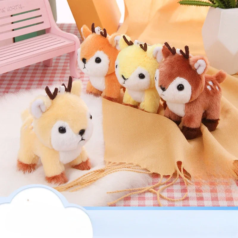 

10cm Cartoon Cute Forest Animals Fawn Soft Stuffed Plush Toys Hobbies Exquisite Kawaii Decoration Keychain Birthday Gift Kids