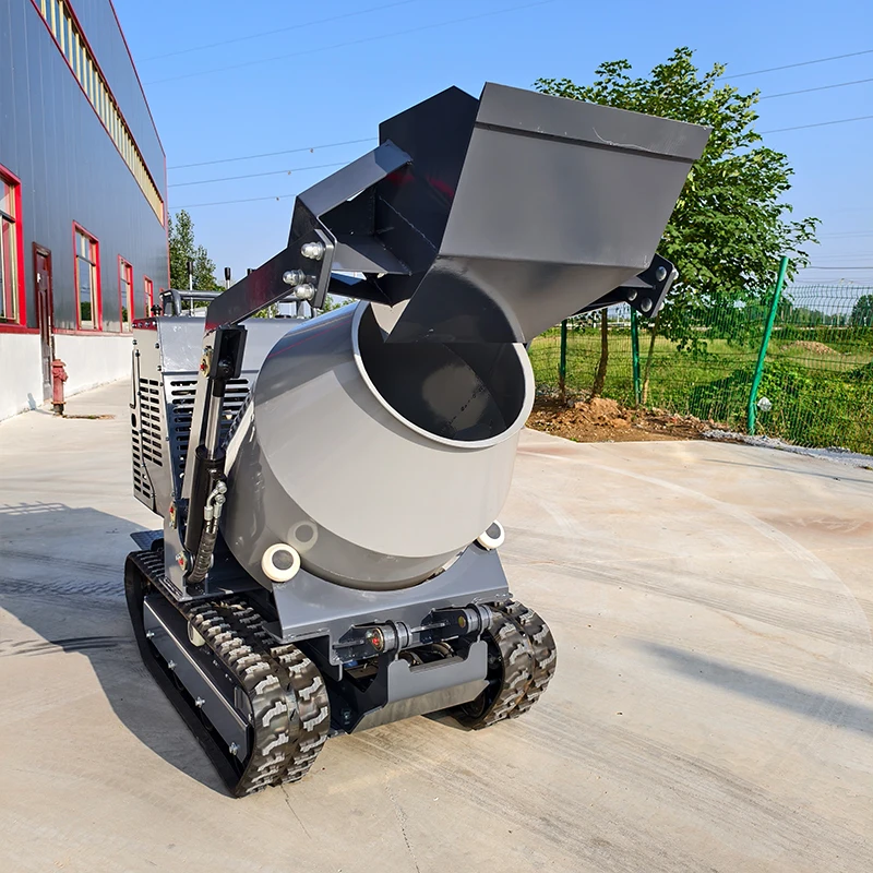 Hot Sale 300L Mobile Mini Concrete Mixer Self-loading Tracked with diesel Engine Small Dump Truck for Sale view 3