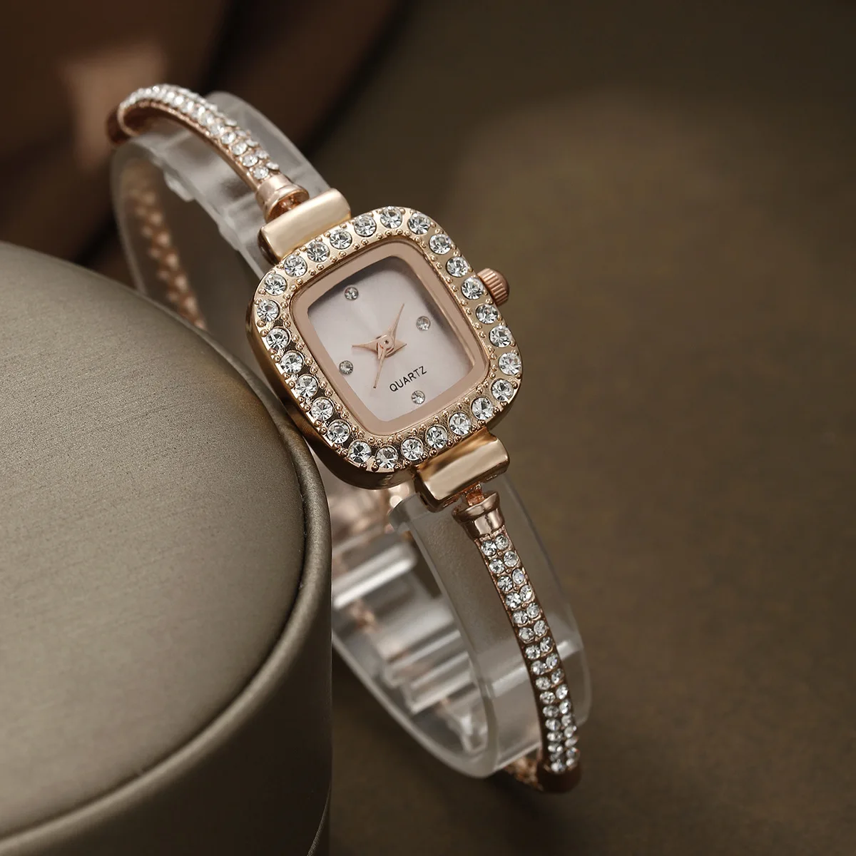 Women\'s Watches Fashion Rhinestone Square Bracelet Ladies Quartz Watch Reloj Mujer Girls Clock Gift