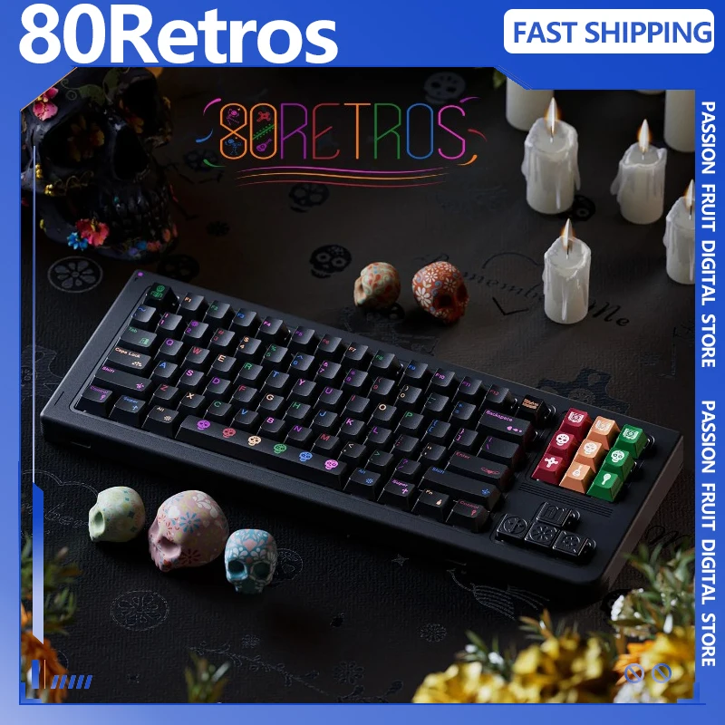 

80Retros Keycap Original Factory Smooth Polishing Keycaps PBT Mechanical Keyboard PC Esports Laptop Gaming Keycap Office Gift