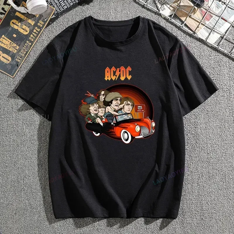 AC--DC Band 51 anni Rare Vintage Black Graphic t-shirt in cotone chi sta per Rock testo Casual da donna manica corta Unisex Top