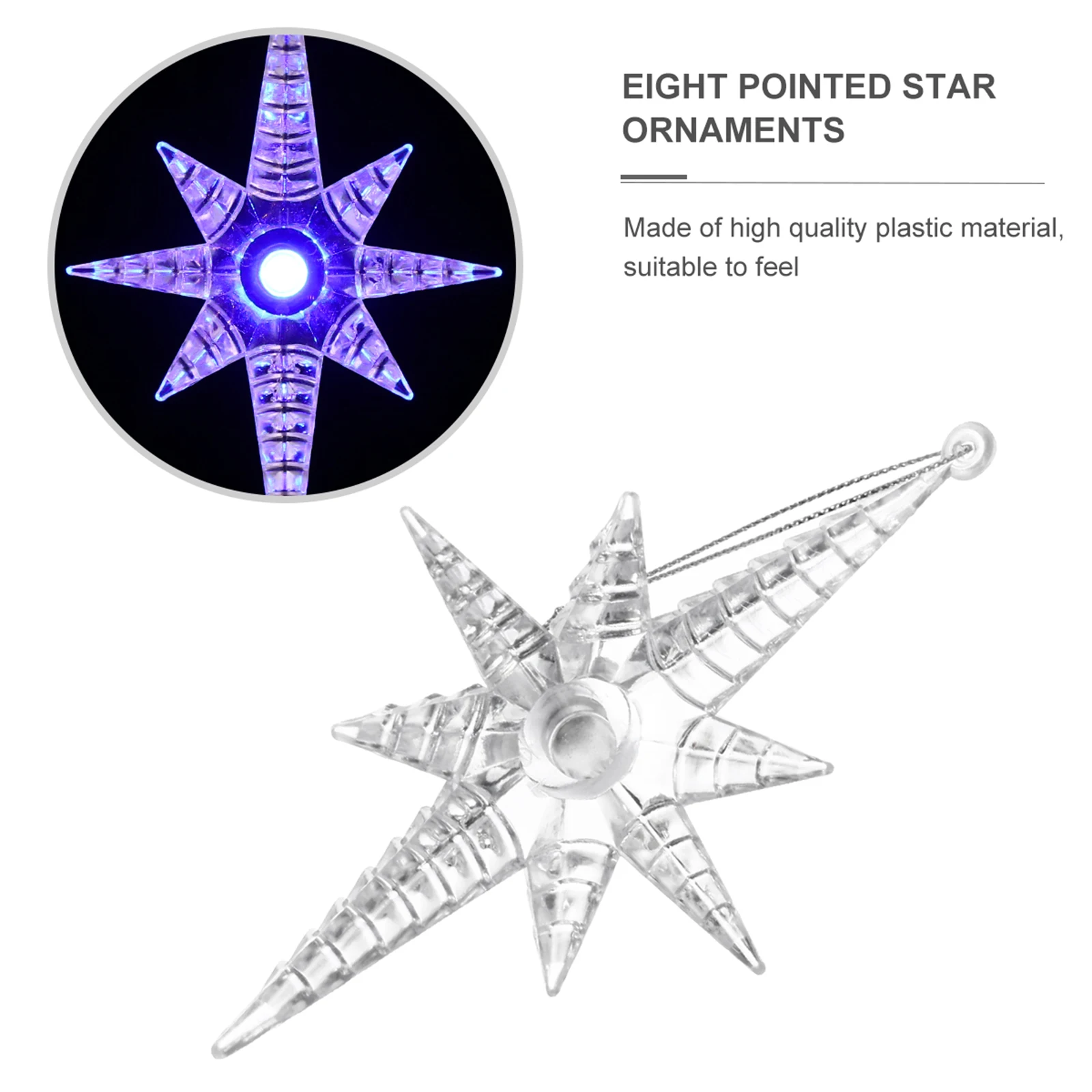 

5 Pcs Christmas Themed Decorations Light up Ornament Star Decorate Festive Plastic Ornaments