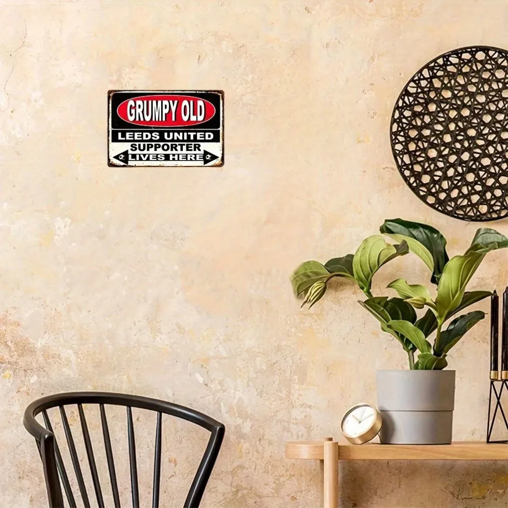 1 قطعة 12x8 "جرومي أولد ليدز يونايتد الداعم يعيش هنا" علامة القصدير خمر | الرجعية جدار الفن | ديكور بار المنزل هدية العيد #4