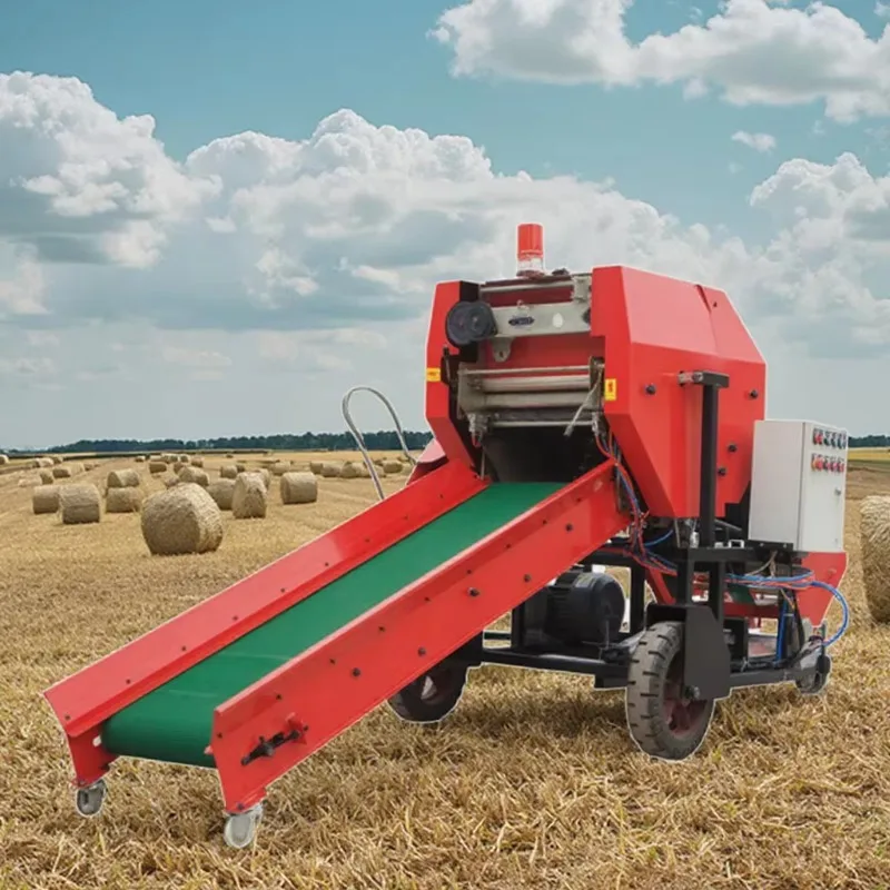 Heavy Duty Mini Round Hay Press Baler Grass Straw Silage Packing Machine For Pasture