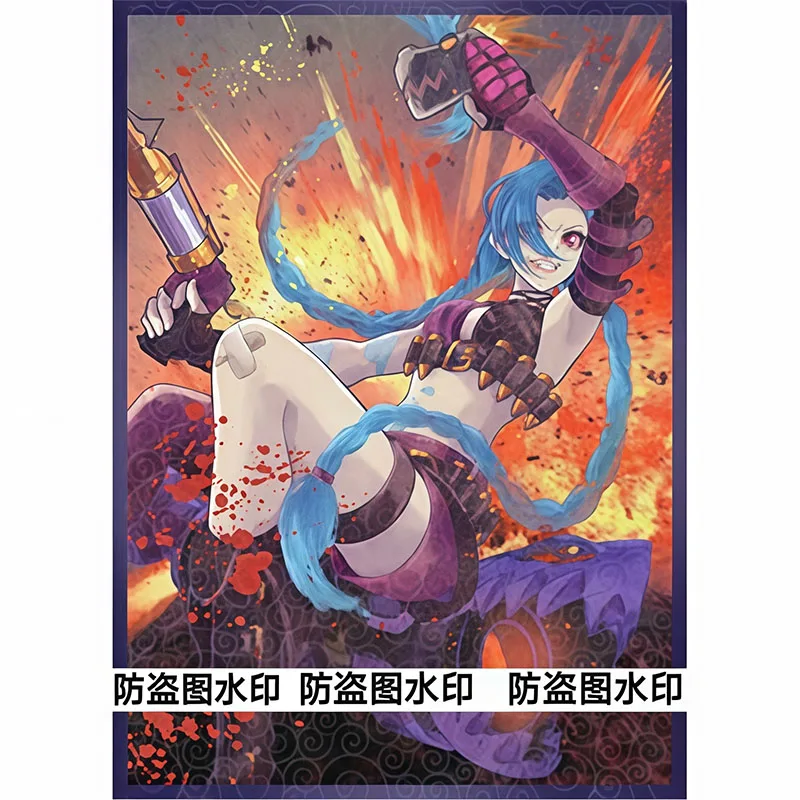 

60 шт./компл. руны Battlefield Jinx флэш-карта с рукавом PTCG аниме игровая коллекционная карта защитный чехол подарочная игрушка 66*92 мм
