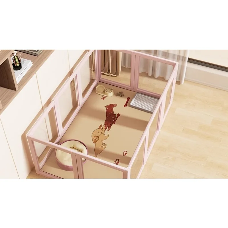 Fence panoramic transparent pink free splicing indoor small and medium-sized dog kennel Bichon Frise Shiba Inu