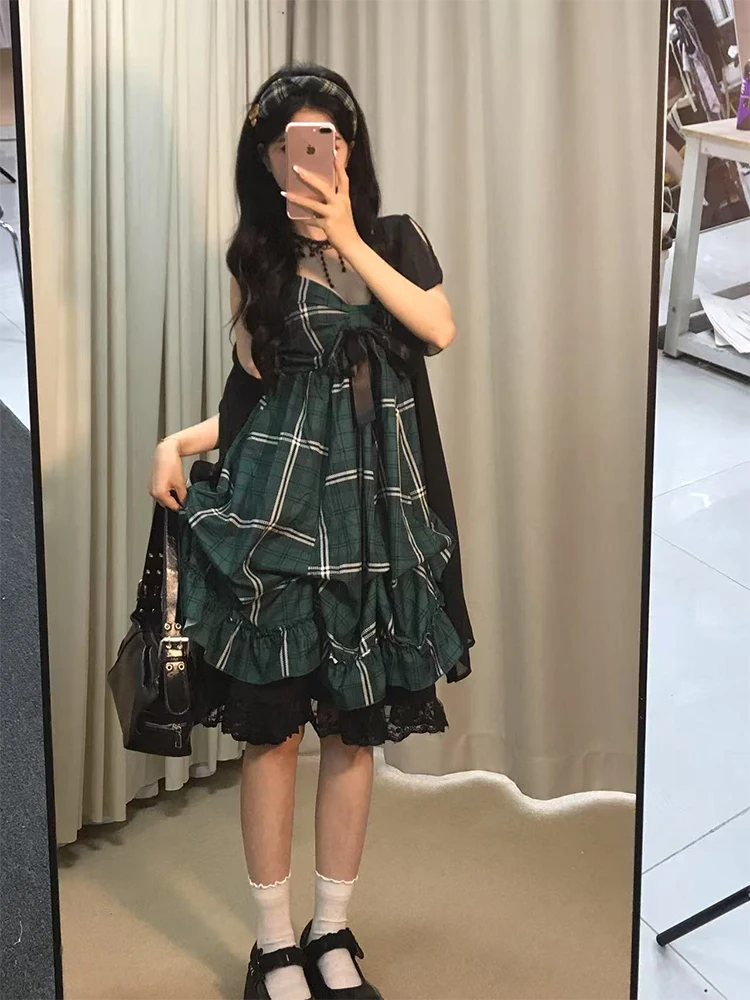 레트로 슬레 매듭 레이스 패치워크 오트 스커트 투피스 세트 여성 여름 패션 드레스 빈티지 감성