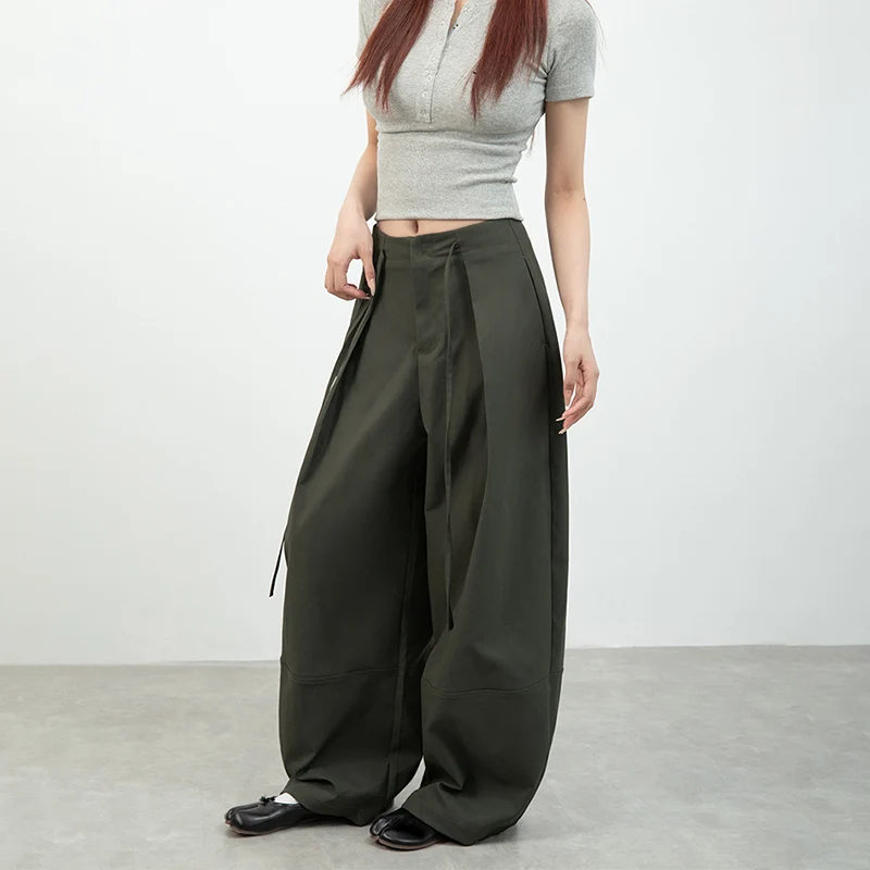 Hip Hop Oversized Pants Women Japanese Harajuku Baggy Wide Leg Pant Woman Autumn Winter Chic Lace-Up Lazy Style Pleated Trousers - Image 4